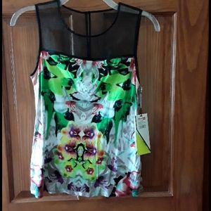 Colorful mixed material cotton/mesh tank